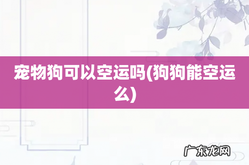 狗狗能空运么 宠物狗可以空运吗