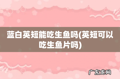 英短可以吃生鱼片吗 蓝白英短能吃生鱼吗
