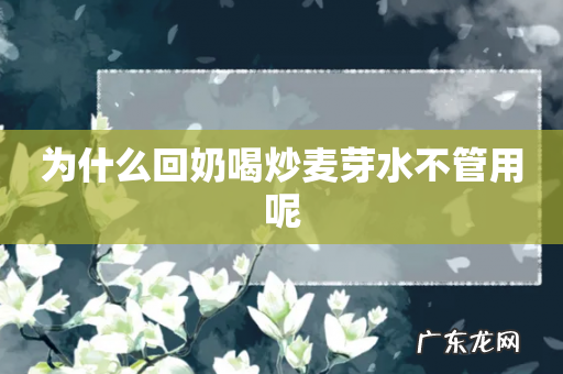 为什么回奶喝炒麦芽水不管用呢