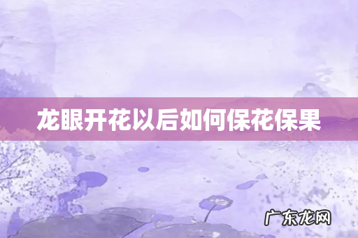 龙眼开花以后如何保花保果