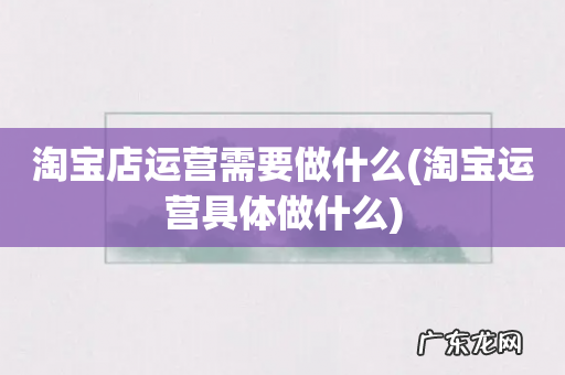淘宝运营具体做什么 淘宝店运营需要做什么