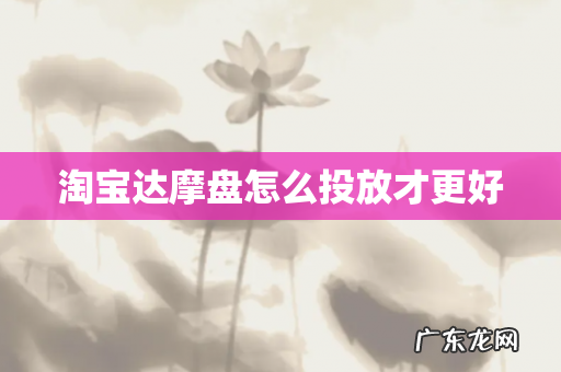 淘宝达摩盘怎么投放才更好