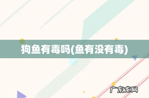 鱼有没有毒 狗鱼有毒吗