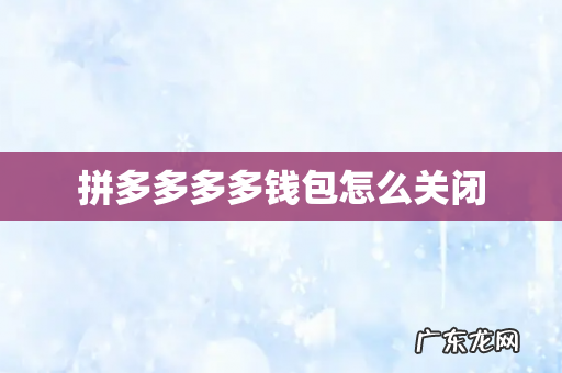 拼多多多多钱包怎么关闭