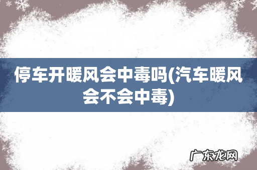 汽车暖风会不会中毒 停车开暖风会中毒吗