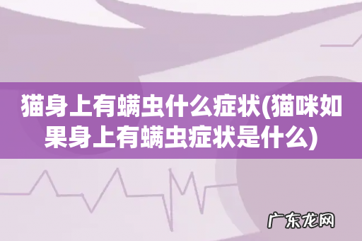 猫咪如果身上有螨虫症状是什么 猫身上有螨虫什么症状