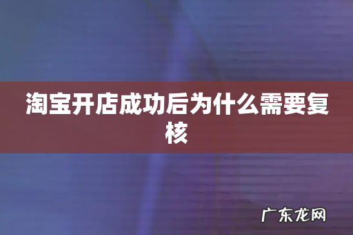 淘宝开店成功后为什么需要复核