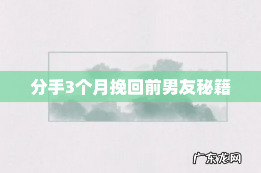 分手3个月挽回前男友秘籍