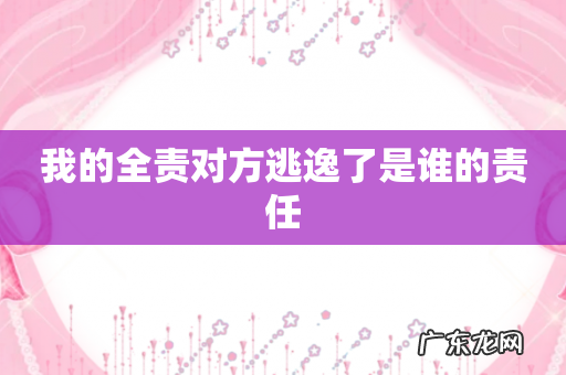 我的全责对方逃逸了是谁的责任