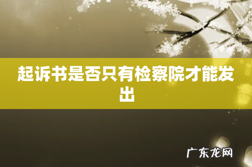 起诉书是否只有检察院才能发出