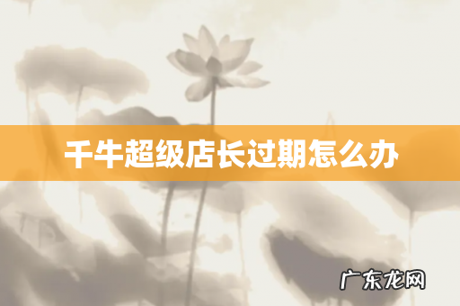 千牛超级店长过期怎么办