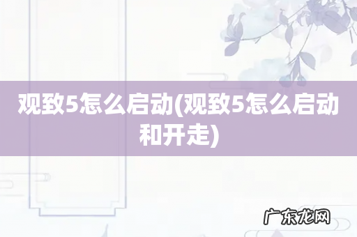 观致5怎么启动和开走 观致5怎么启动