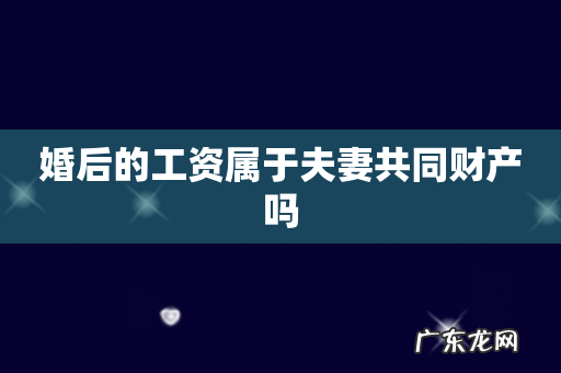 婚后的工资属于夫妻共同财产吗