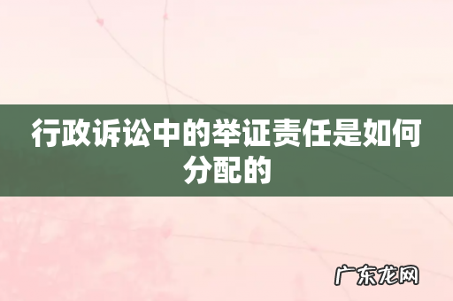行政诉讼中的举证责任是如何分配的