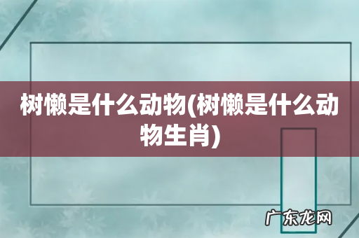 树懒是什么动物生肖 树懒是什么动物