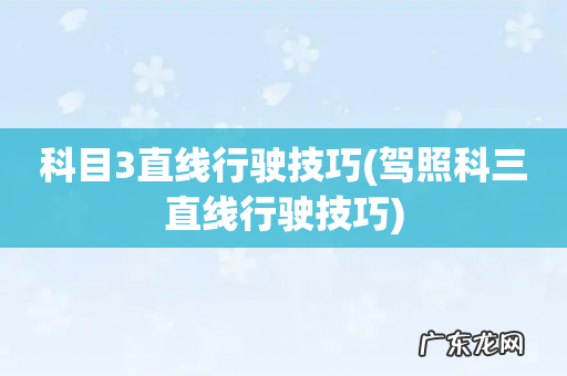 驾照科三直线行驶技巧 科目3直线行驶技巧