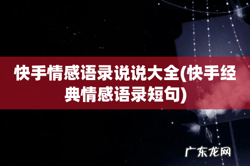 快手经典情感语录短句 快手情感语录说说大全