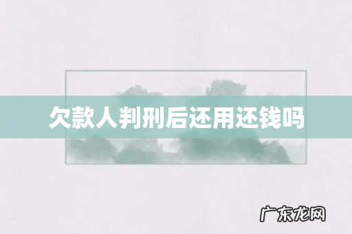欠款人判刑后还用还钱吗