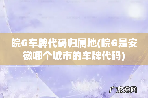 皖G是安徽哪个城市的车牌代码 皖G车牌代码归属地