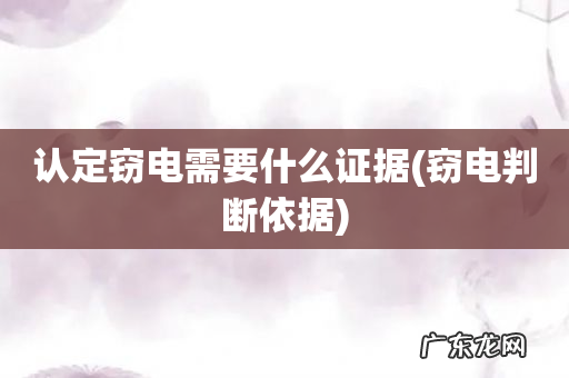 窃电判断依据 认定窃电需要什么证据