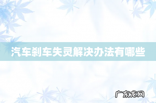 汽车刹车失灵解决办法有哪些