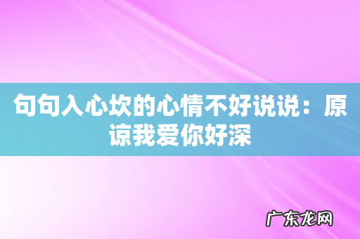 句句入心坎的心情不好说说:原谅我爱你好深