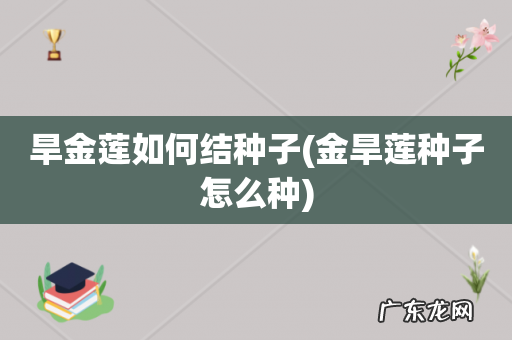 金旱莲种子怎么种 旱金莲如何结种子
