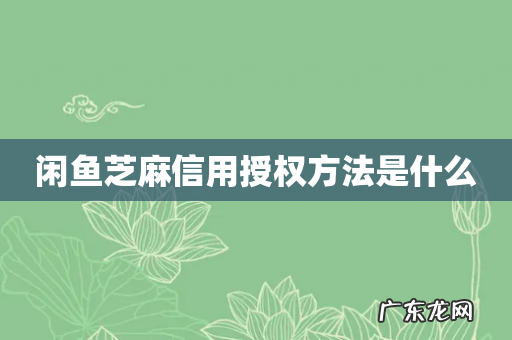 闲鱼芝麻信用授权方法是什么