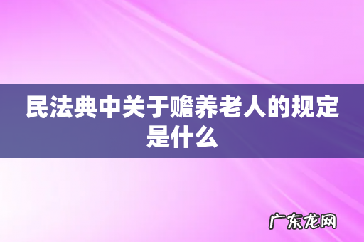 民法典中关于赡养老人的规定是什么
