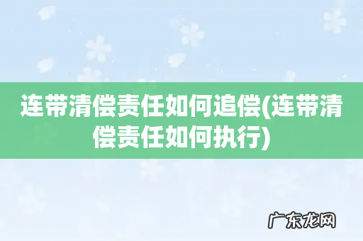 连带清偿责任如何执行 连带清偿责任如何追偿