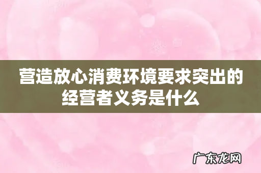 营造放心消费环境要求突出的经营者义务是什么
