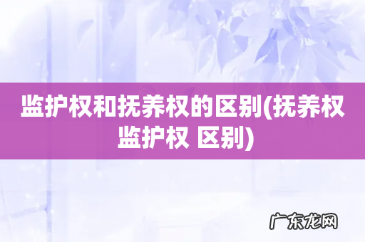 抚养权 监护权 区别 监护权和抚养权的区别
