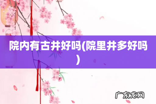 院里井多好吗 院内有古井好吗
