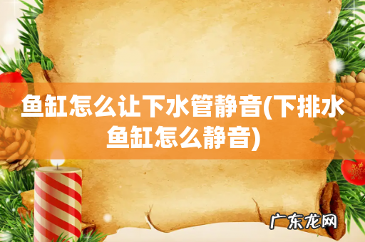 下排水鱼缸怎么静音 鱼缸怎么让下水管静音