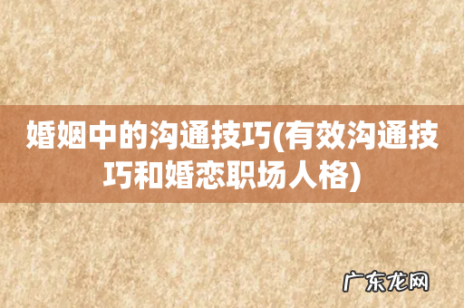 有效沟通技巧和婚恋职场人格 婚姻中的沟通技巧
