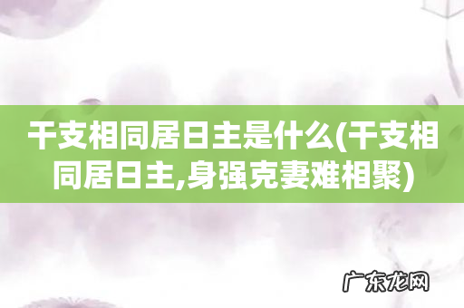 干支相同居日主,身强克妻难相聚 干支相同居日主是什么