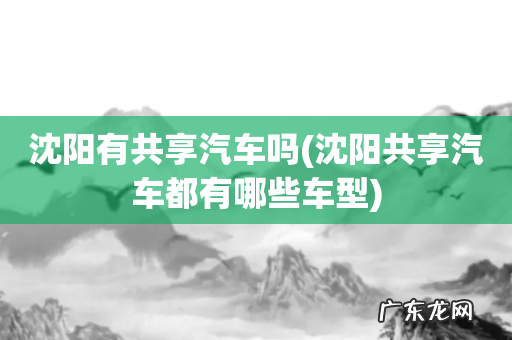 沈阳共享汽车都有哪些车型 沈阳有共享汽车吗