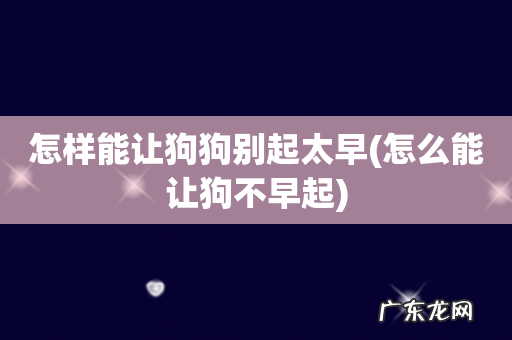 怎么能让狗不早起 怎样能让狗狗别起太早