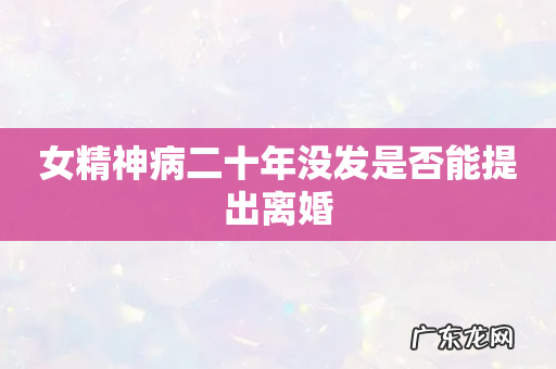 女精神病二十年没发是否能提出离婚