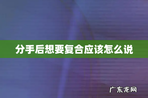 分手后想要复合应该怎么说