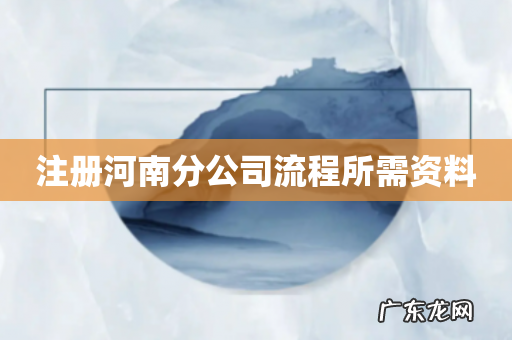 注册河南分公司流程所需资料