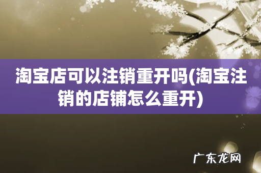 淘宝注销的店铺怎么重开 淘宝店可以注销重开吗
