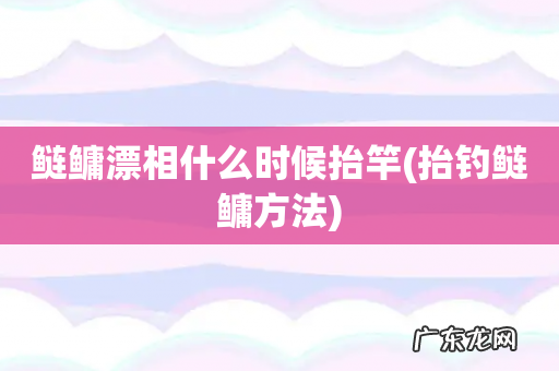 抬钓鲢鳙方法 鲢鳙漂相什么时候抬竿