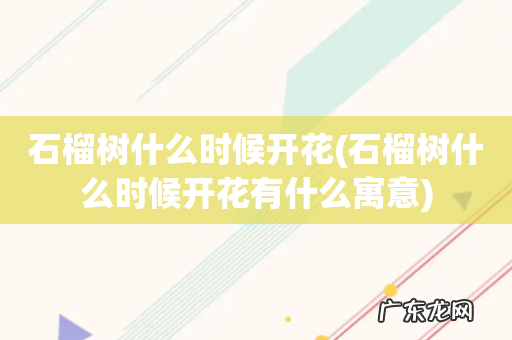 石榴树什么时候开花有什么寓意 石榴树什么时候开花