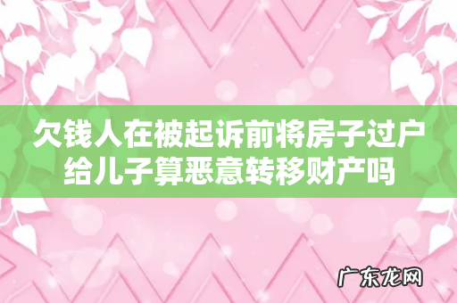 欠钱人在被起诉前将房子过户给儿子算恶意转移财产吗