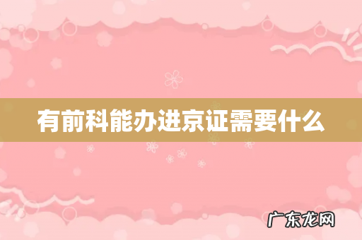 有前科能办进京证需要什么