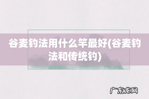 谷麦钓法和传统钓 谷麦钓法用什么竿最好