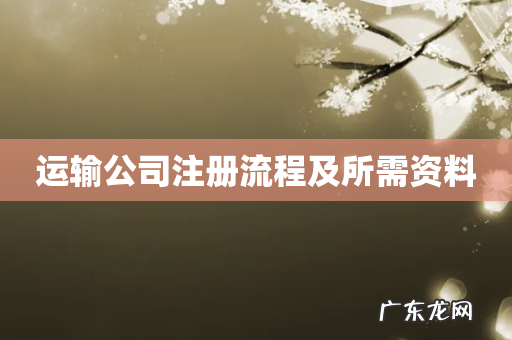 运输公司注册流程及所需资料