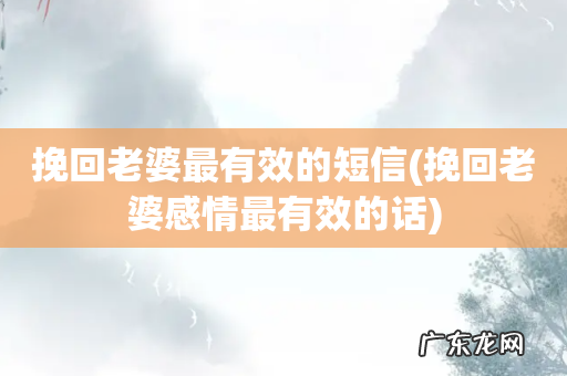 挽回老婆感情最有效的话 挽回老婆最有效的短信