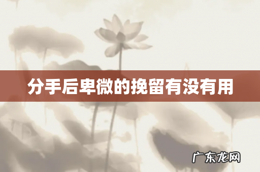 分手后卑微的挽留有没有用